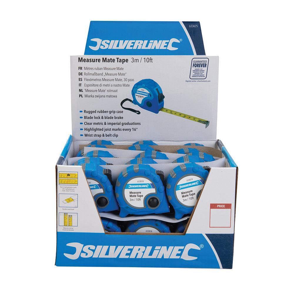 Silverline - 'Measure Mate' rolmaat displaydoos 30 st., 3 m x 16 mm