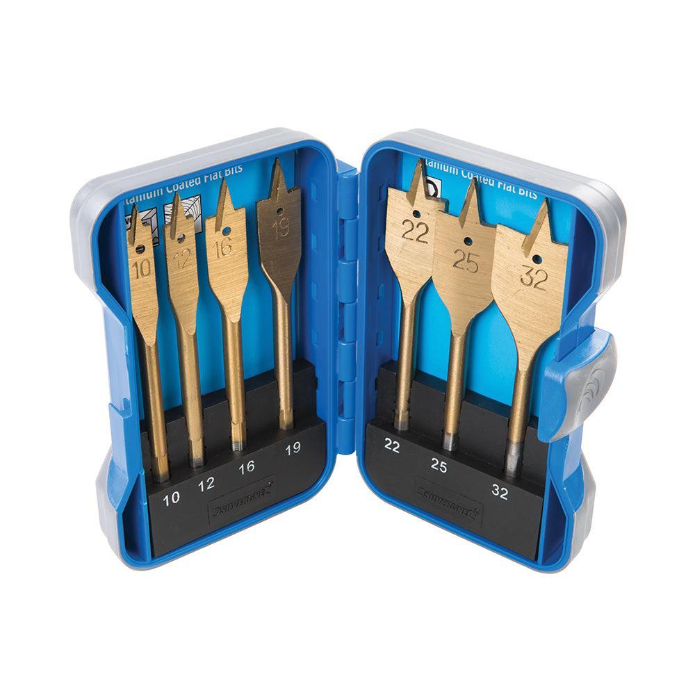 Silverline - 7-delige platte bits set met titanium coating 10-32 mm