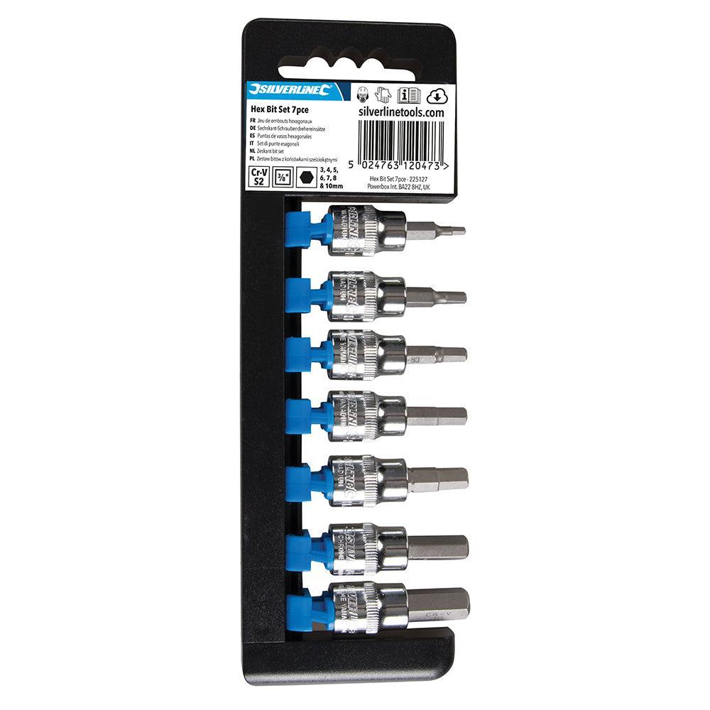 Silverline - 7-delige zeskant bit set met 3/8" aandrijving Zeskant 3 - 10 mm