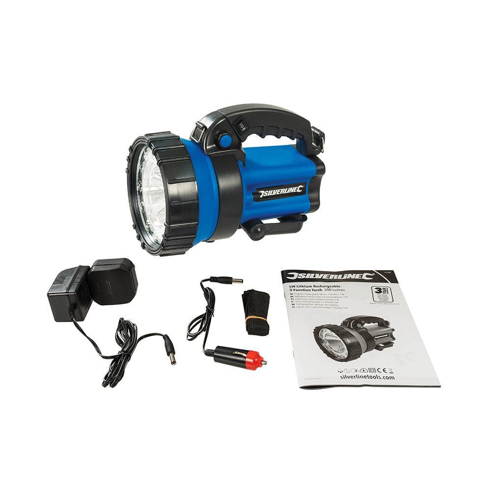 Silverline - 5 W Oplaadbare lithium-zaklamp met 3 functies 200 lm