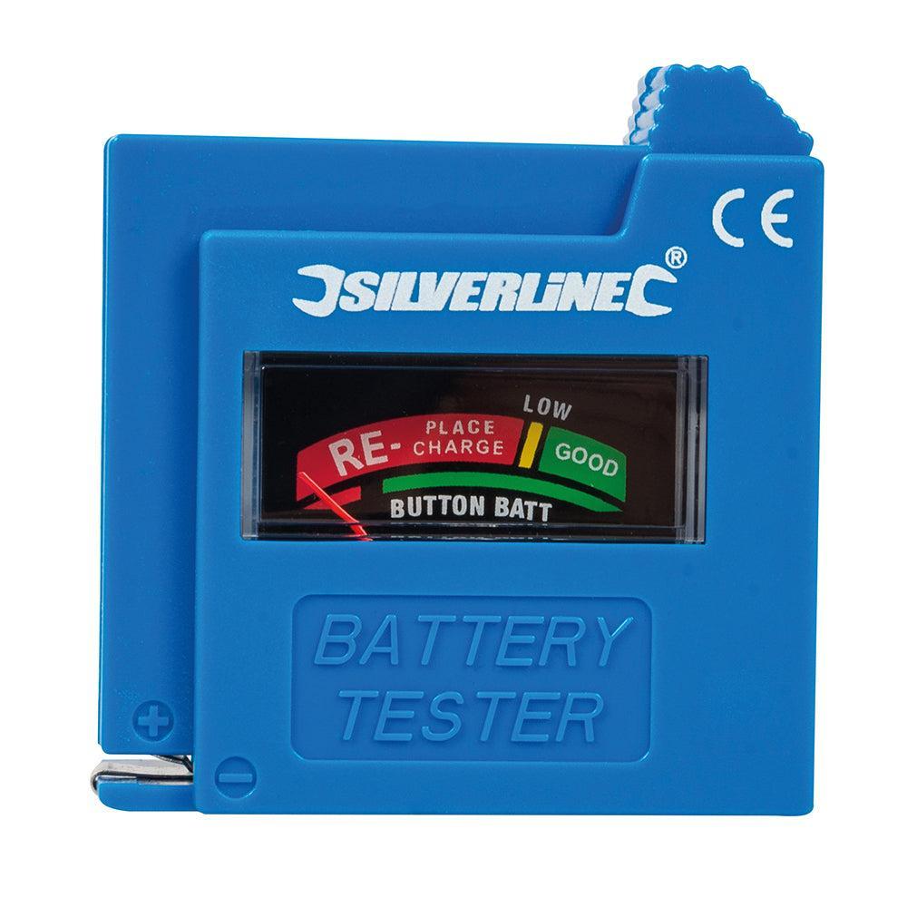 Silverline - Compacte batterijtester AAA, AA, C, D, 9V, LR1, A23 en knopcel batterijen