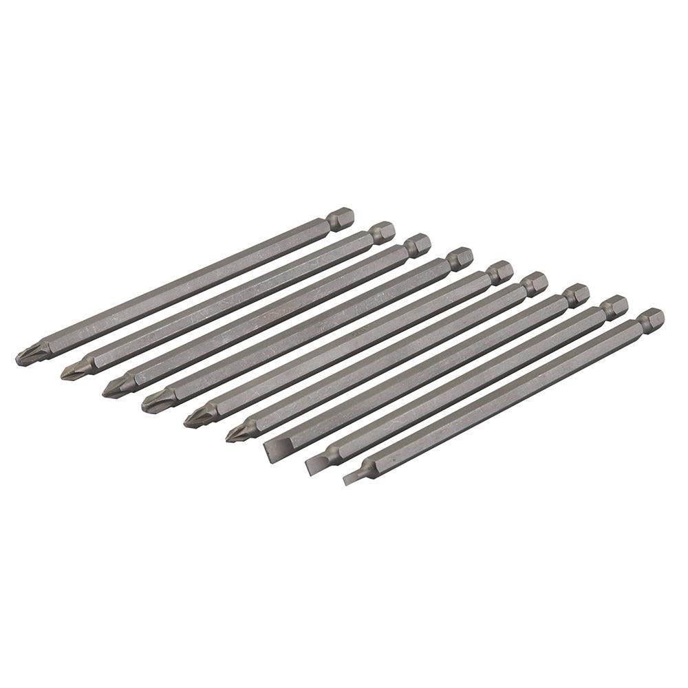 Silverline - 9-delige extra lange schroevendraaier bit set 150 mm