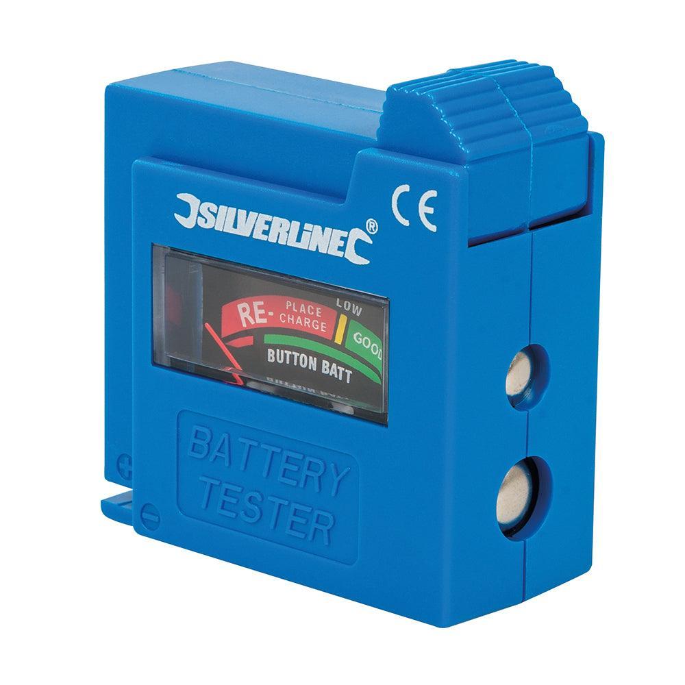 Silverline - Compacte batterijtester AAA, AA, C, D, 9V, LR1, A23 en knopcel batterijen
