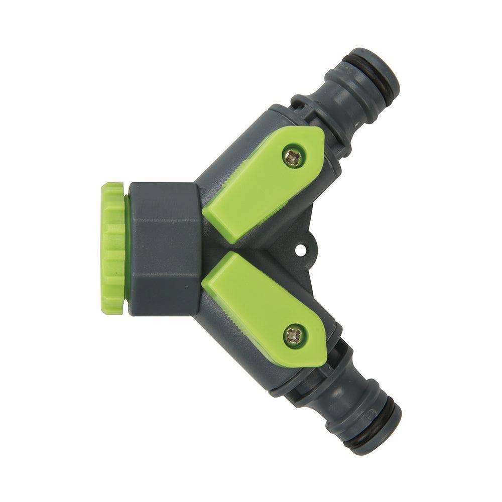 Silverline - 2-weg waterverdeler 3/4" BSP naar 1/2" mannelijk