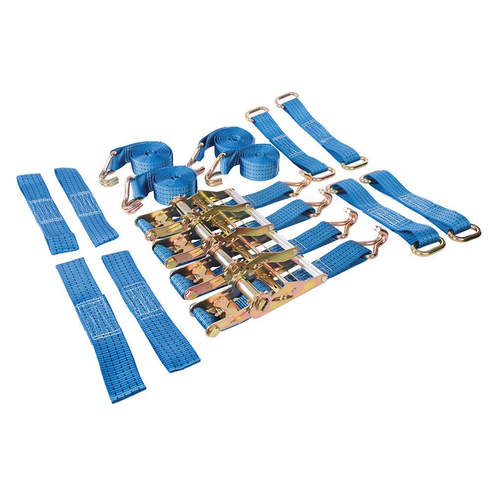 Silverline - 16-delige autotransport sjorbanden set voor stalen en lichtmetalen velgen 3 m x 50 mm, vermogen 2000 kg, capaciteit 4000 kg