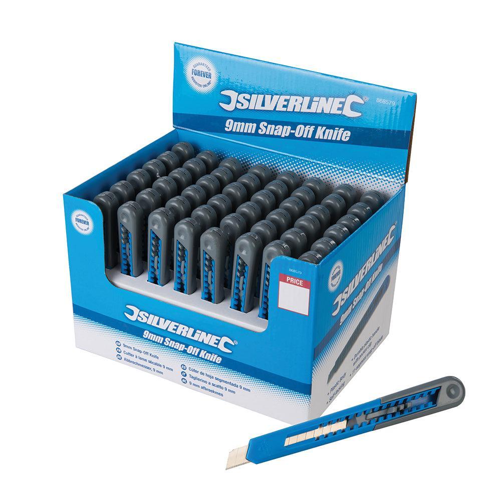 Silverline - 9 mm afbreekmes, displaydoos, 48st.