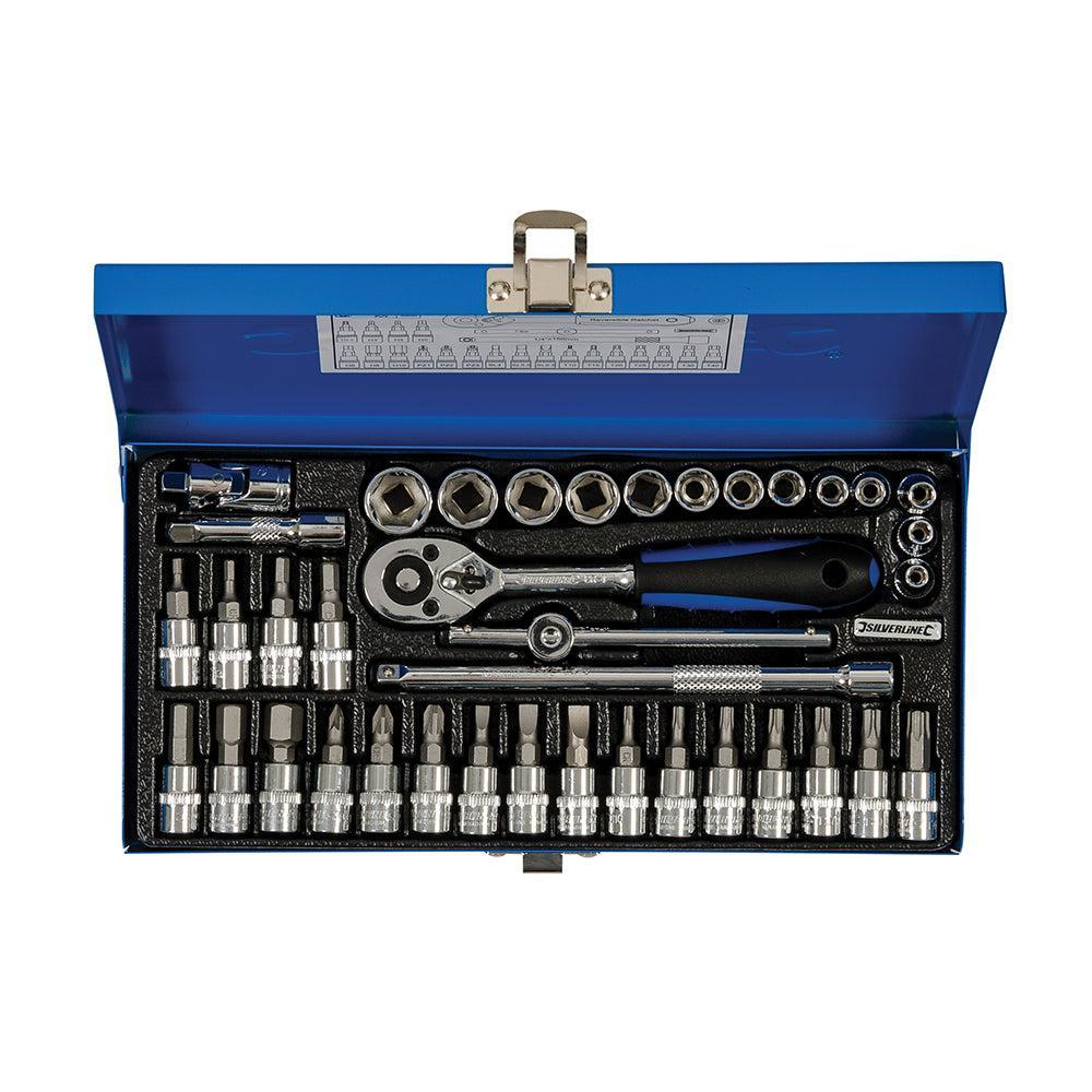 Silverline - 38-delige 1/4" metrische dopsleutel set