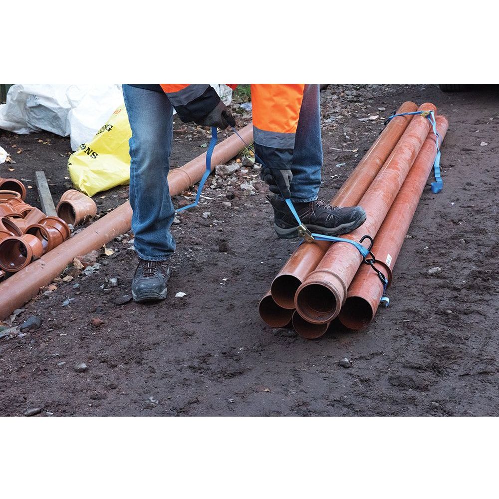 Silverline - S-haak ratel sjorbanden set, 4 pk. 4 m x 25 mm, vermogen 350 kg, sjorkracht 700 kg