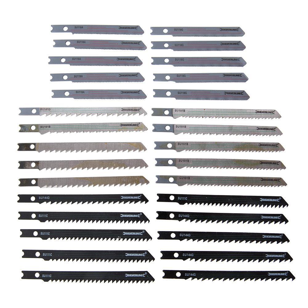 Silverline - 30-delige decoupeerzaagbladenset, universele aansluiting hout/metaal