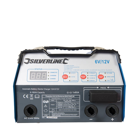 Silverline - Automatische accustarter/lader, 12 A, 6/12 V-2