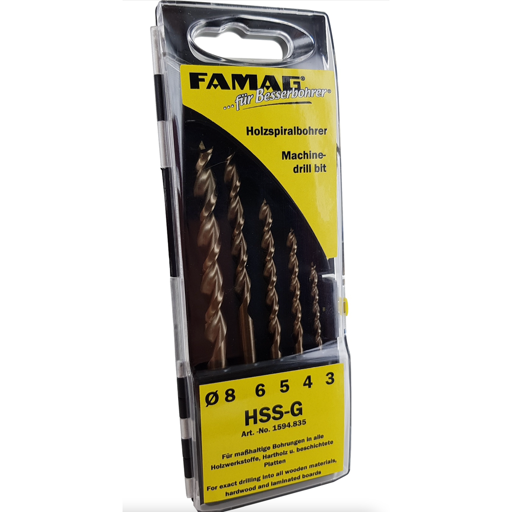 HSS-G houtborenset 3 t/m 8mm 5-delig