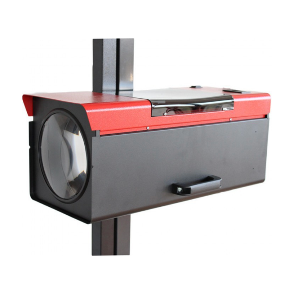 Koplamptester afstel apparaat op rails