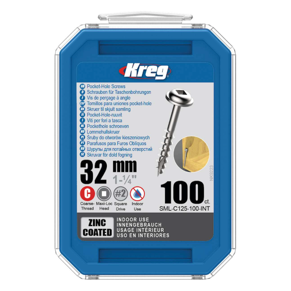 Kreg Pocket-Hole Schrauben 32 mm, Verzinkt, Maxi-Loc, Grobgewinde, 100 Stück