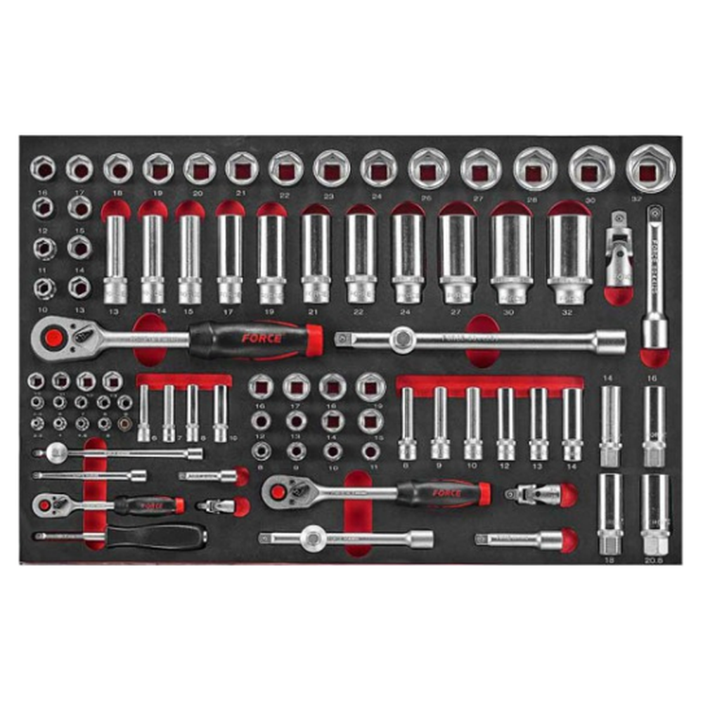 Red 8-drawer trolley with 308pc tools (EVA)