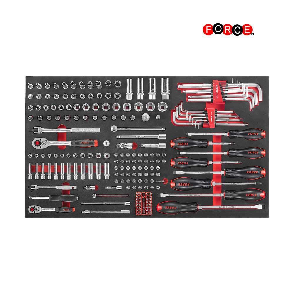 Rode jumbo Gereedschapswagen met 8 lades en 607-delig gereedschap (EVA)
