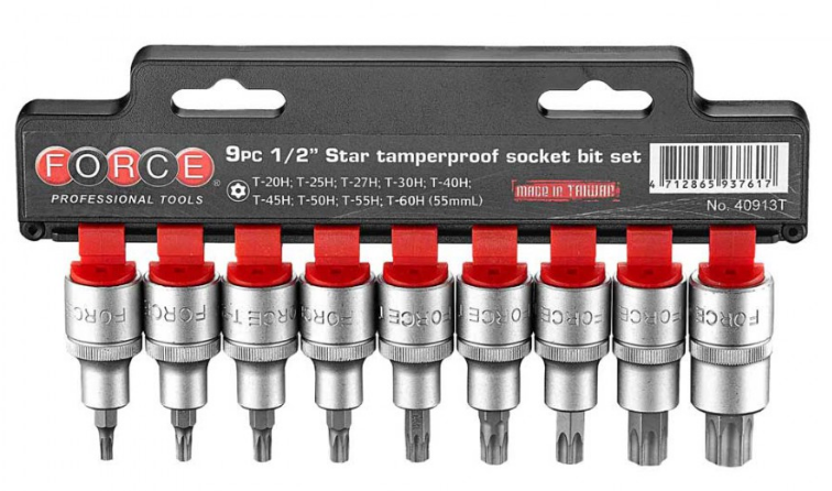 9pc 1/2"DR. Star tamperproof socket bit set