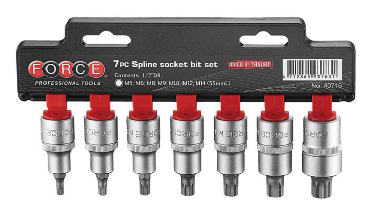 7pc 1/2"DR. Spline socket bit set