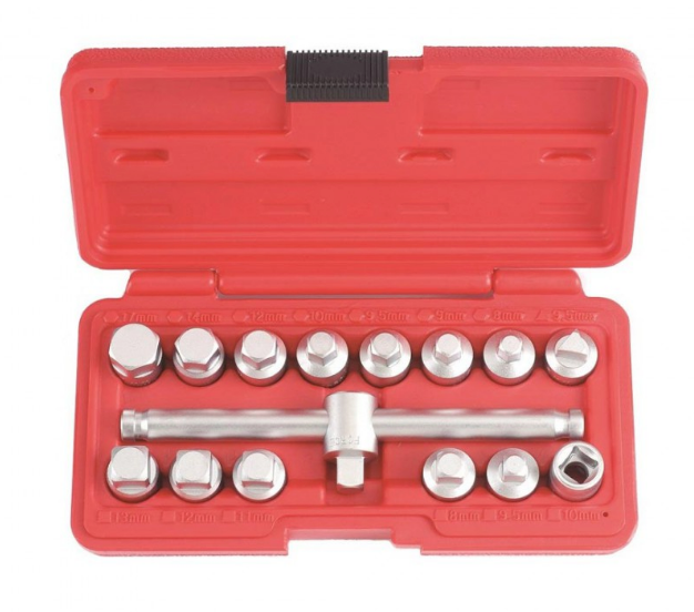 Complete set for oil sump plugs