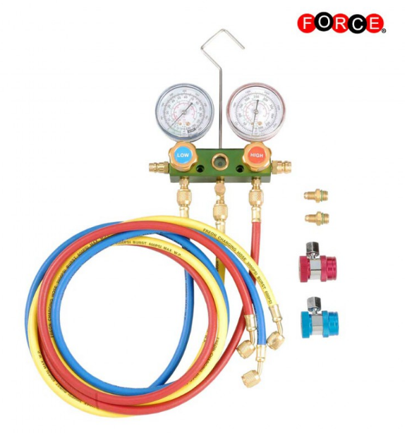 Aluminum R12,R22,R134a Auto A/C Manifold Gauge Set (with 60" hose 1/4" SAE and 2 couplers)