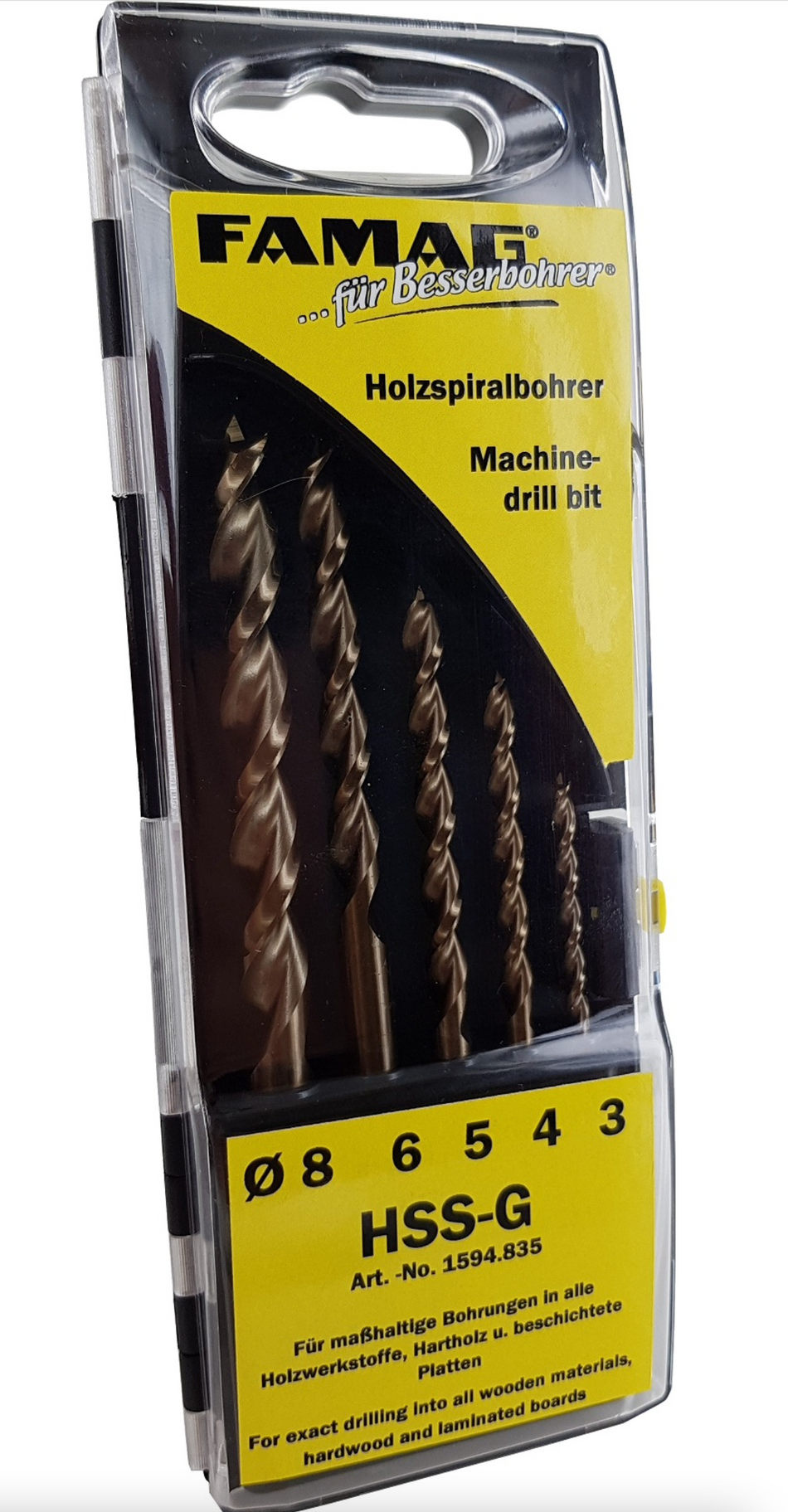 HSS-G houtborenset 3 t/m 8mm 5-delig