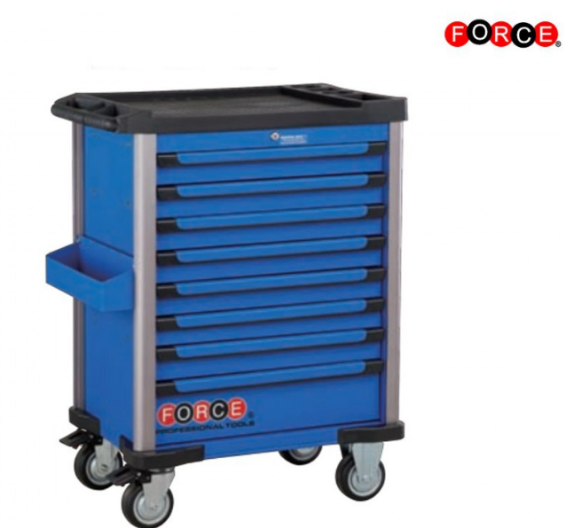 Blue 8-drawer trolley with 370pc tools (EVA)