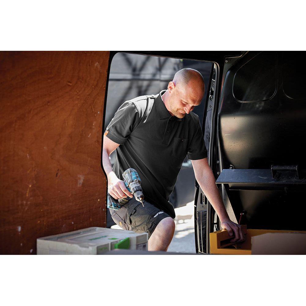 Scruffs - Eco Worker poloshirt, zwart Maat XXL