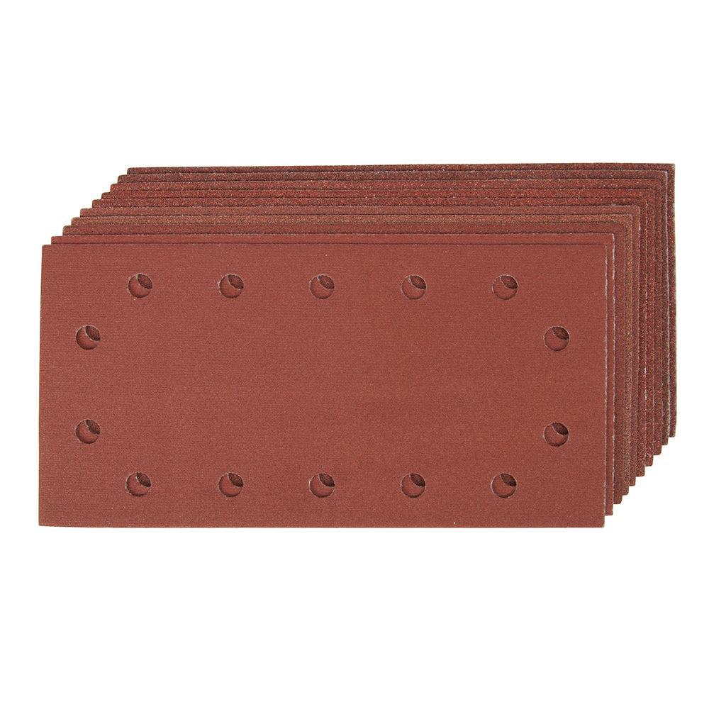 Silverline - 115 x 230 mm geperforeerde klittenband schuurvellen, 10 pk. 2 x 60, 3 x 80, 120, 2 x 240 korrelmaten