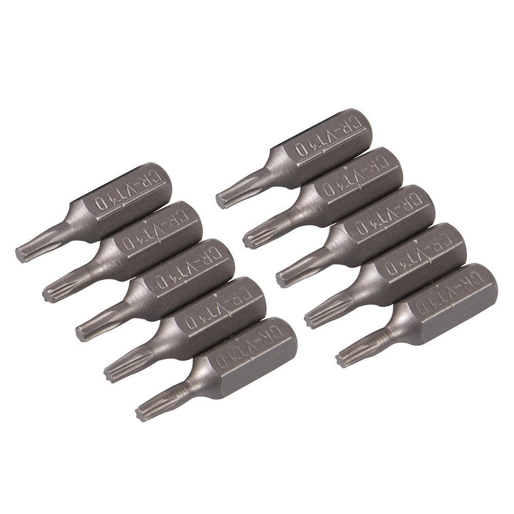 Silverline - Cr-V T10 schroevendraaier bits, 10 pk.
