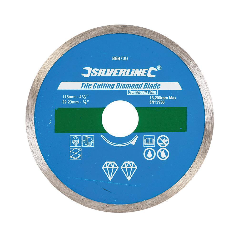 Silverline - Diamant tegel snijschijf 115 x 22,23 mm, gesloten velg