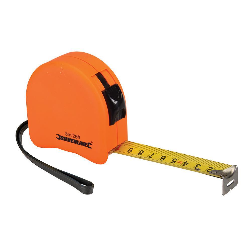 Silverline - Felgekleurde ergonomische rolmaat 8 m / 26 ft x 25 mm