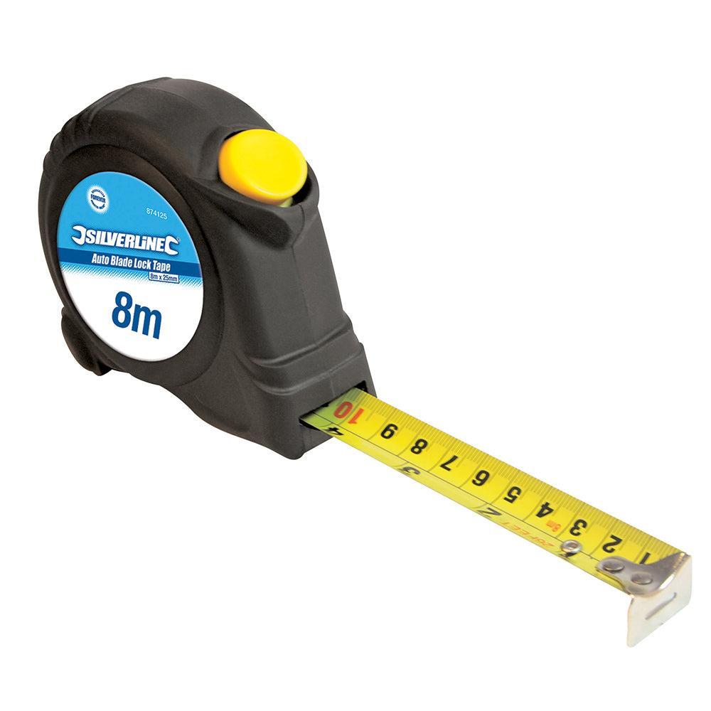 Silverline - Rolmaat met automatische vergrendeling 8 m x 25 mm