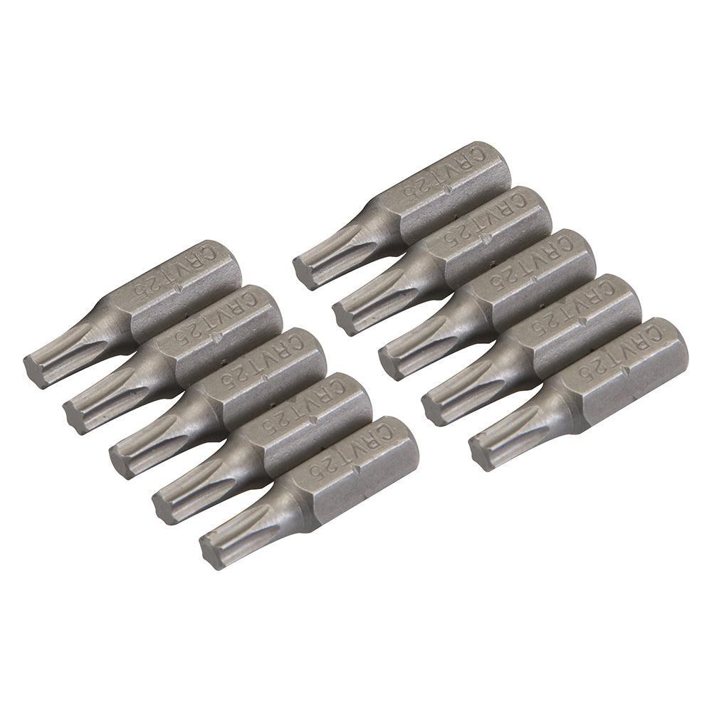 Silverline - T25 Cr-V schroevendraaier bits, 10 pk.