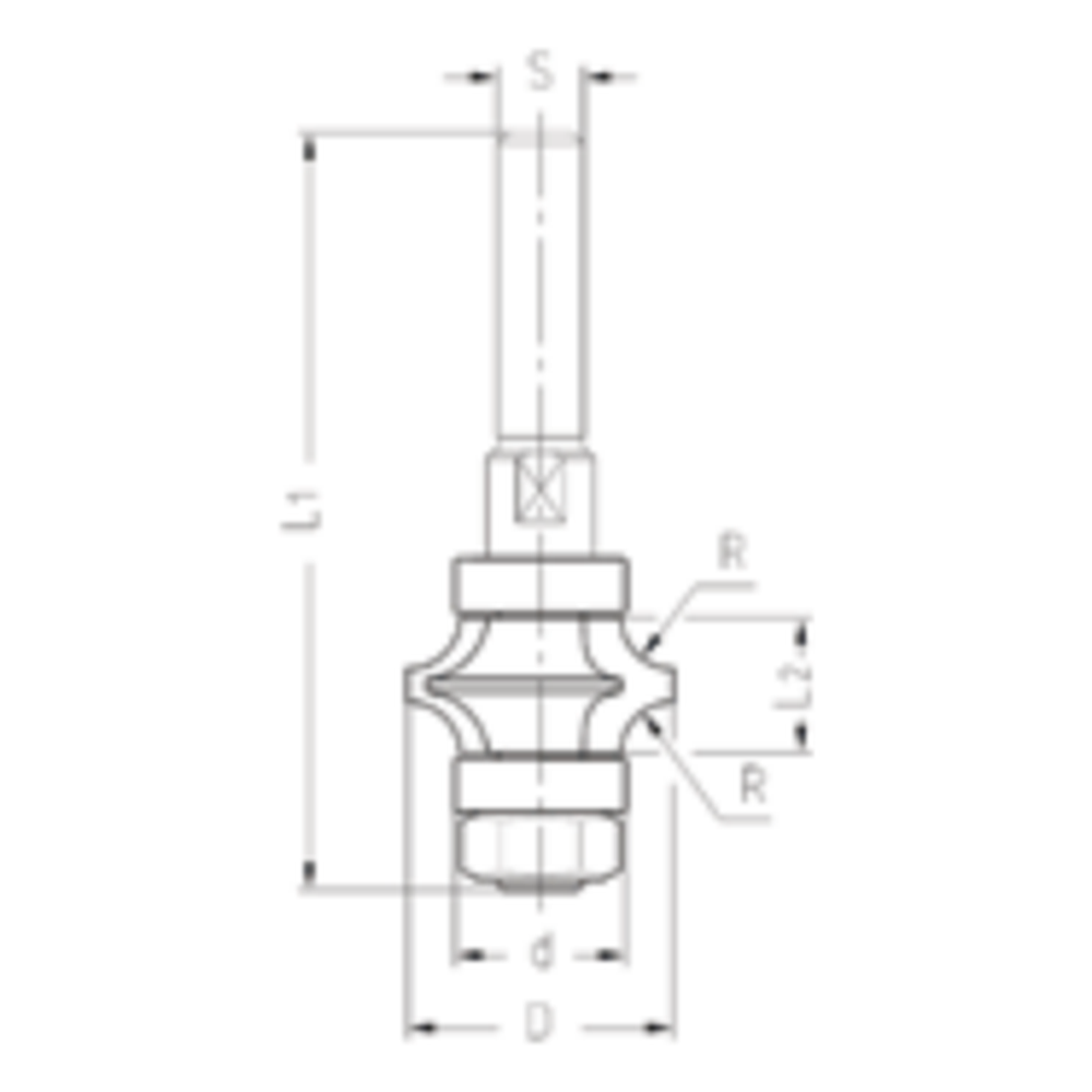 Spitskantenfrees met dubbele radius HW Z=2 Met dubbele geleidelager