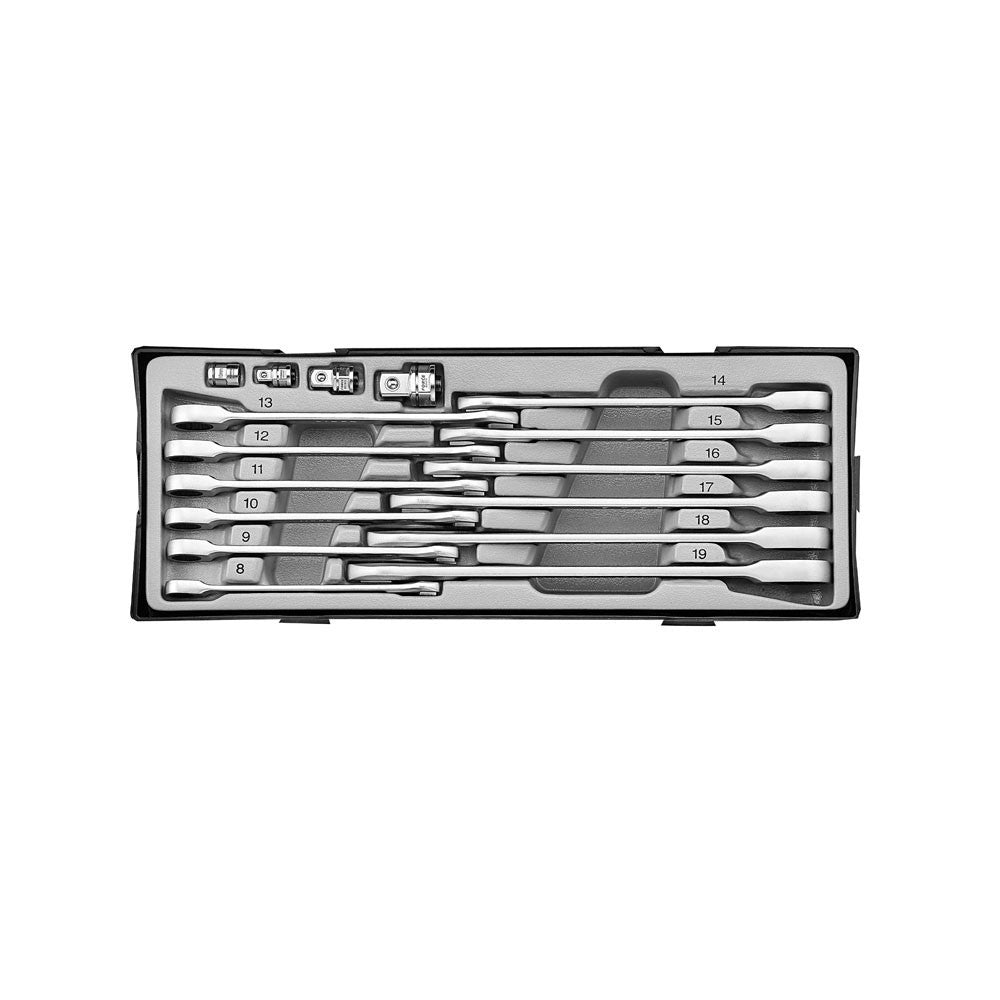 Steek-ratelsleutelset omkeerbaar 16 delig