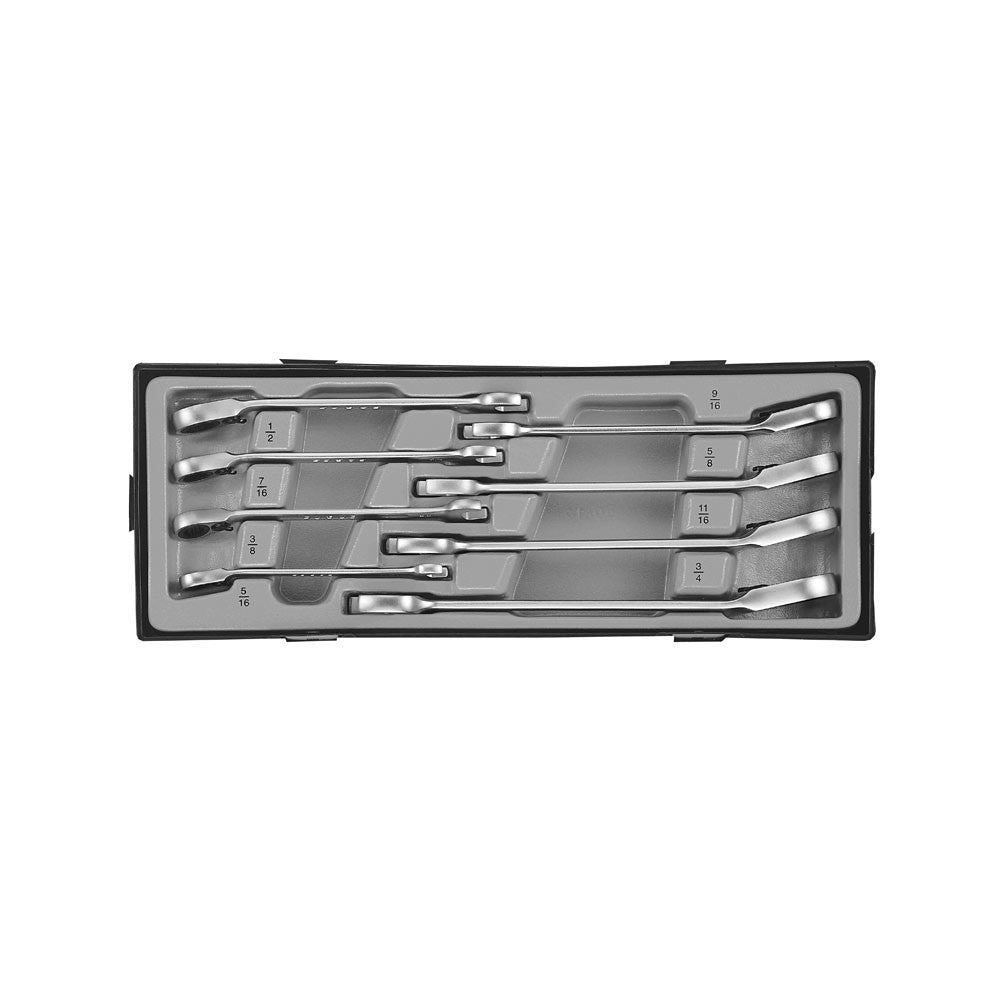 Steek-ratelsleutelset omkeerbaar SAE 8 delig