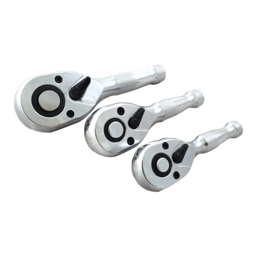 Stubby ratelset 1/4'', 3/8'' & 1/2'' 72-tands