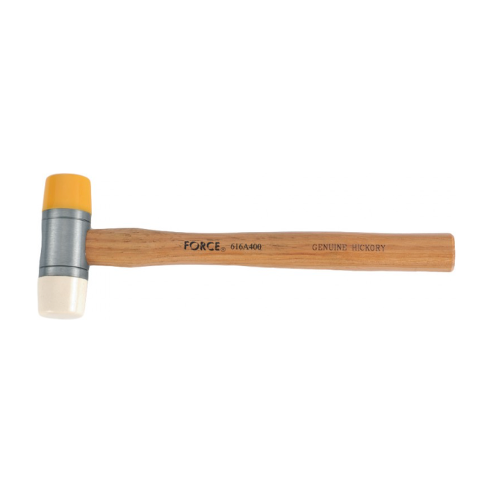 Uitdeukhamer met Hickory houten steel en een polyurethaan en Nylon dop.