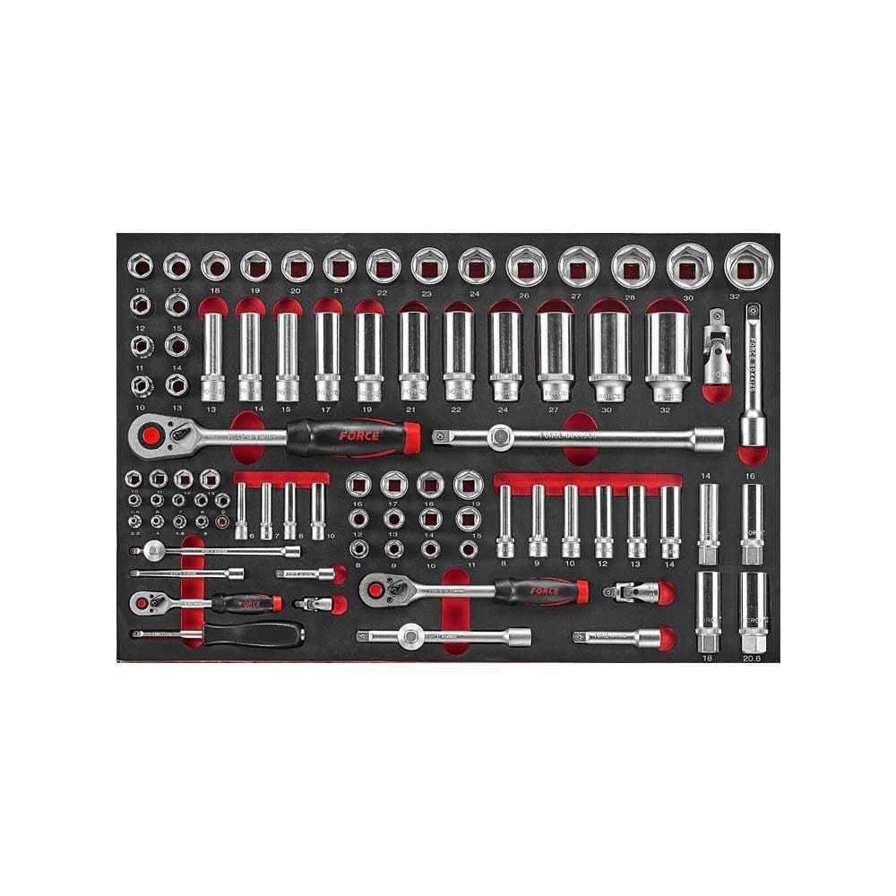 Zwarte Gereedschapswagen 8-lades met 308-delig gereedschap (EVA)