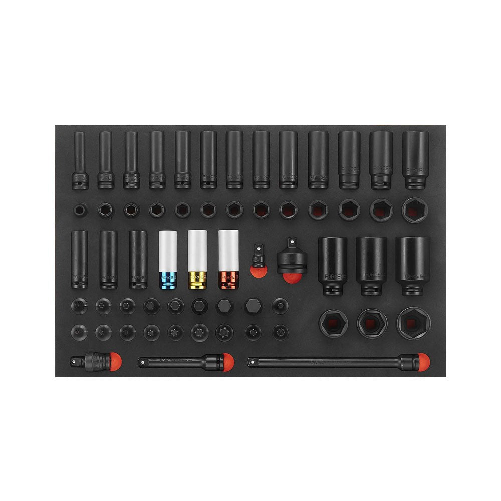 Zwarte Gereedschapswagen 8-lades met 370 delig gereedschap (EVA)