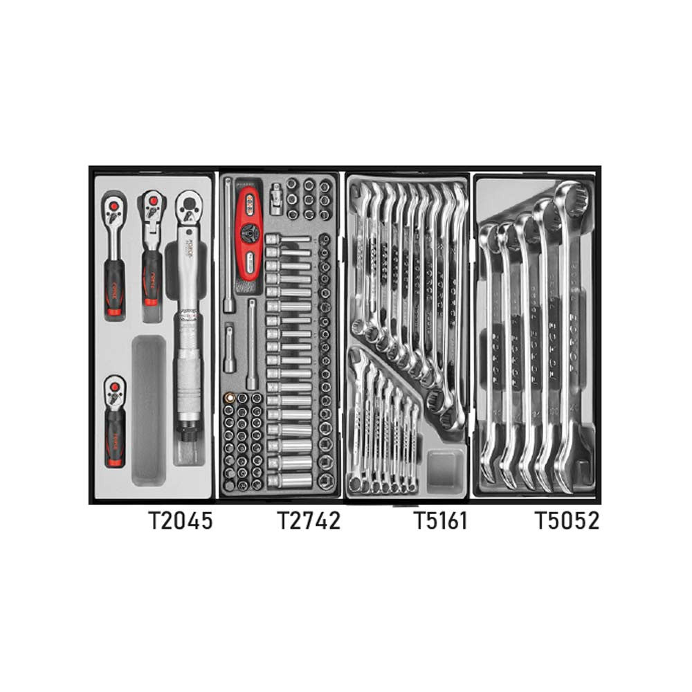 Zwarte Gereedschapswagen 8-lades met 376-delig gereedschap