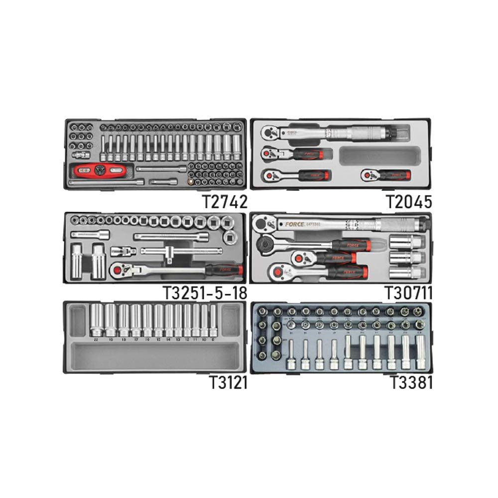 Zwarte jumbo Gereedschapswagen met 8 lades en 365-delige gereedschappen (EVA)