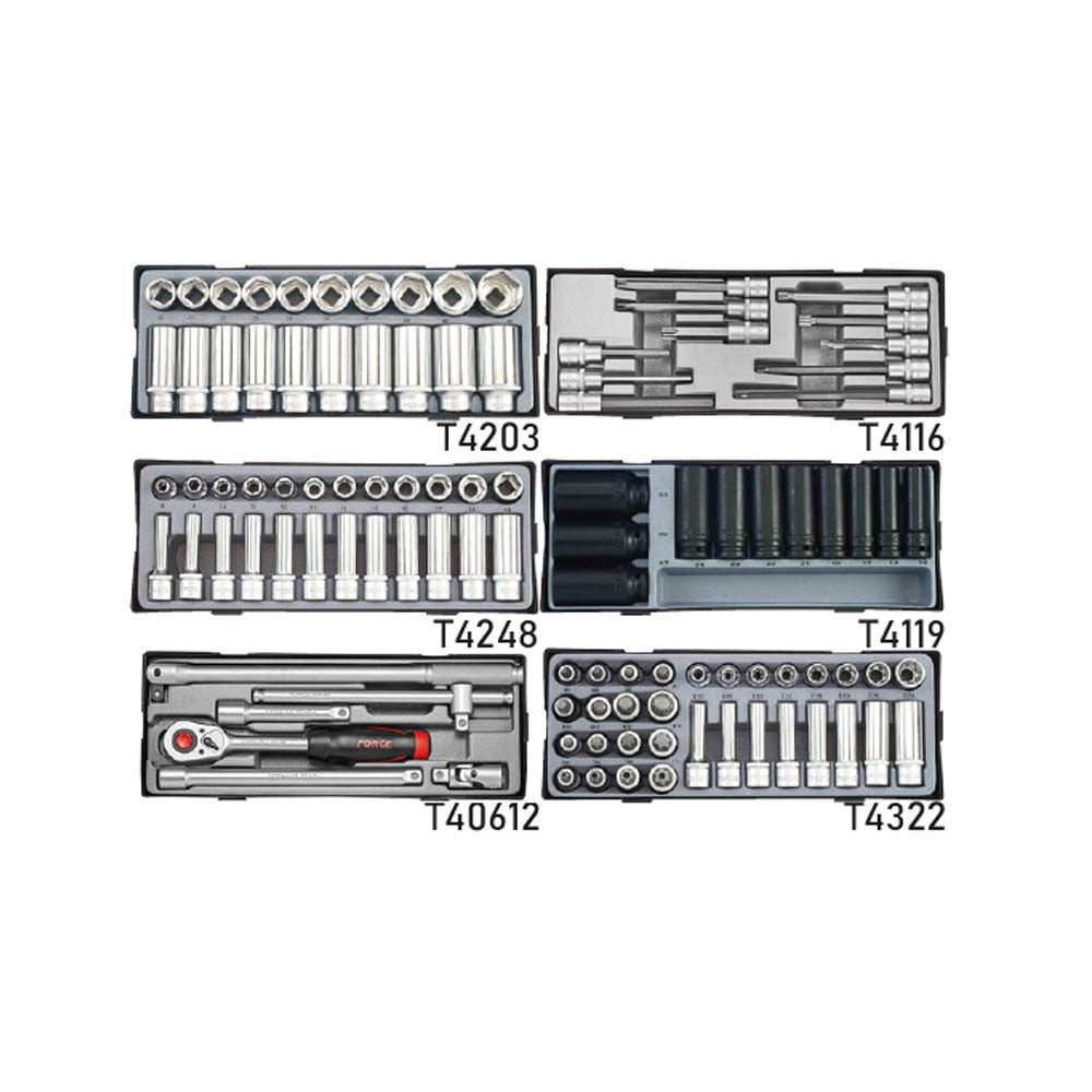 Zwarte jumbo Gereedschapswagen met 8 lades en gereedschap van 437 stuks