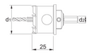 HM-tip Gatfrees diepgat uitvoering 25 mm, materiaaldikte <12 mm Artikelgroep 61.670