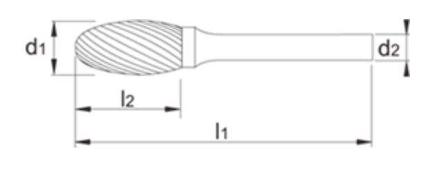 HM Stiftfrees model E, druppelvorm, schacht 3 mm Artikelgroep 41.553