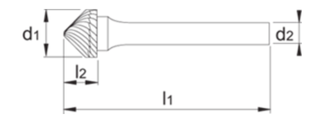 HM Stiftfrees model K, kegelvorm 90°, schacht 3 mm Artikelgroep 41.613
