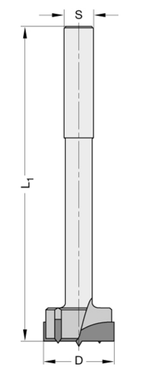 Cylinderkopboren zonder spanvlak	HW	Z=2/V=2 Met centreerpunt, extra lang