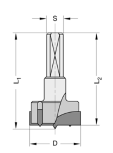 Cylinderkopboren met spanvlak	HW	Z=2/V=2 Schacht 10 mm, met centreerpunt