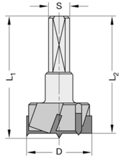 Cylinderkopboren met spanvlak	HW	Z=3/V=3 Schacht 10 mm, met centreerpunt