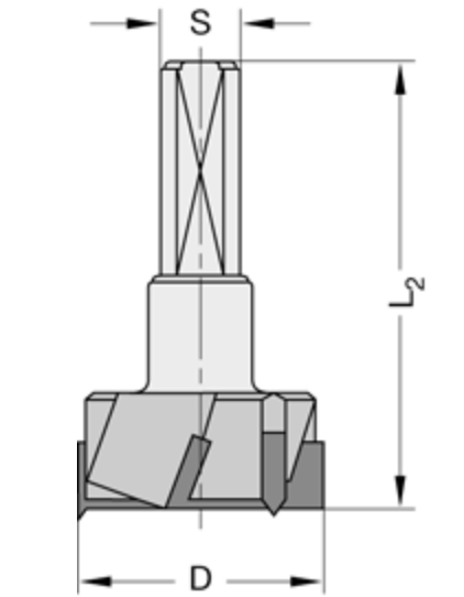 Cylinderkopboren met spanvlak	HW	Z=3/V=3 Schacht 10 mm, zonder centreerpunt